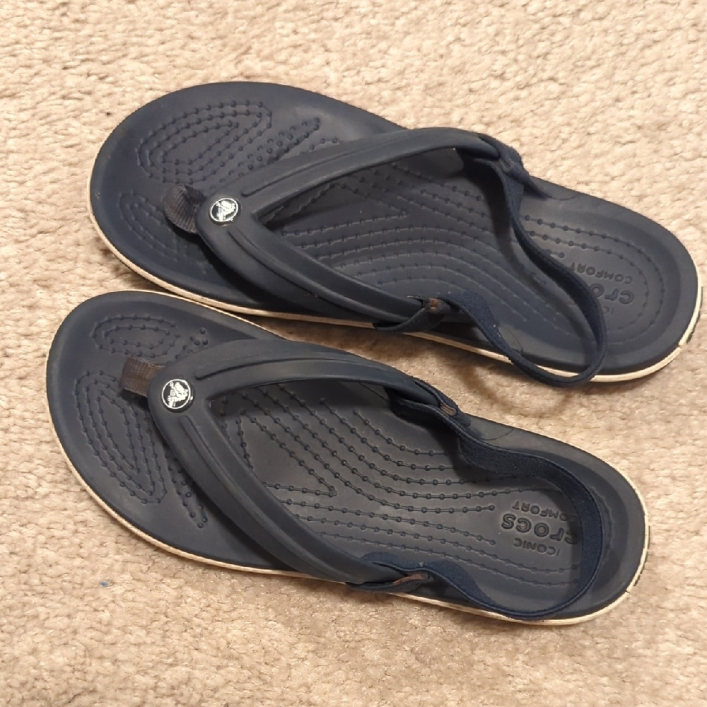 CROCS Crocband Flip Flops - Boy's 13 Navy